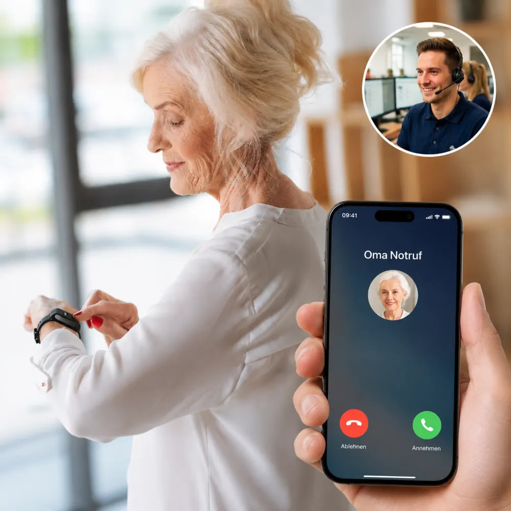 Angehörige erhalten einen Notruf auf dem Smartphone